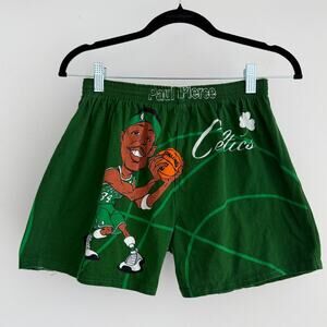 Vintage Boston Celtics Boxers‎ Shorts Large Green Paul Pierce NBA Basketball